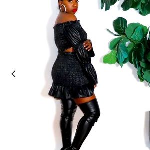 Sexy Black Faux Leather two piece ensemble 🖤🖤